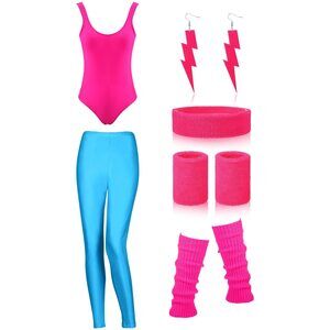 3261 80s 90s Workout Costume Outfit Accessoriess Set Leg